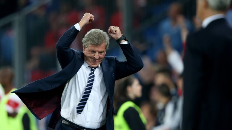 Joy for Roy: the 2-0 win in Basel eases the pressure on England manager Hodgson
