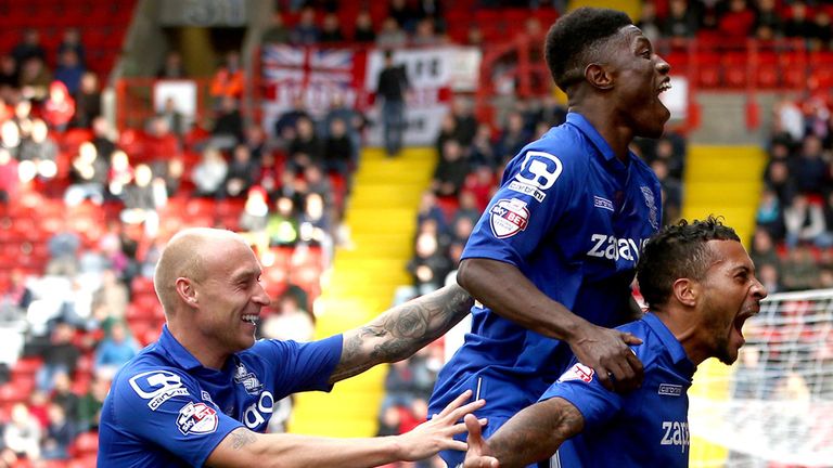 David Davis: Celebrates his equaliser against Charlton