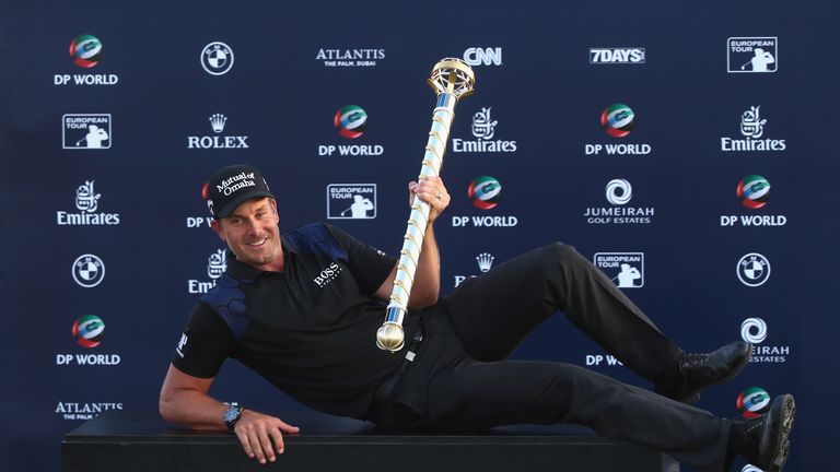 Henrik Stenson: Poses with the trophy after winning the DP World Tour Championship
