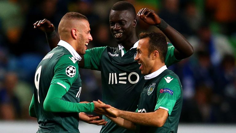 Islam Slimani: Celebrates his strike for Sporting