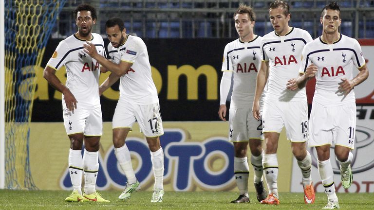 Townsend: Celebrates his goal for Tottenham in the first half