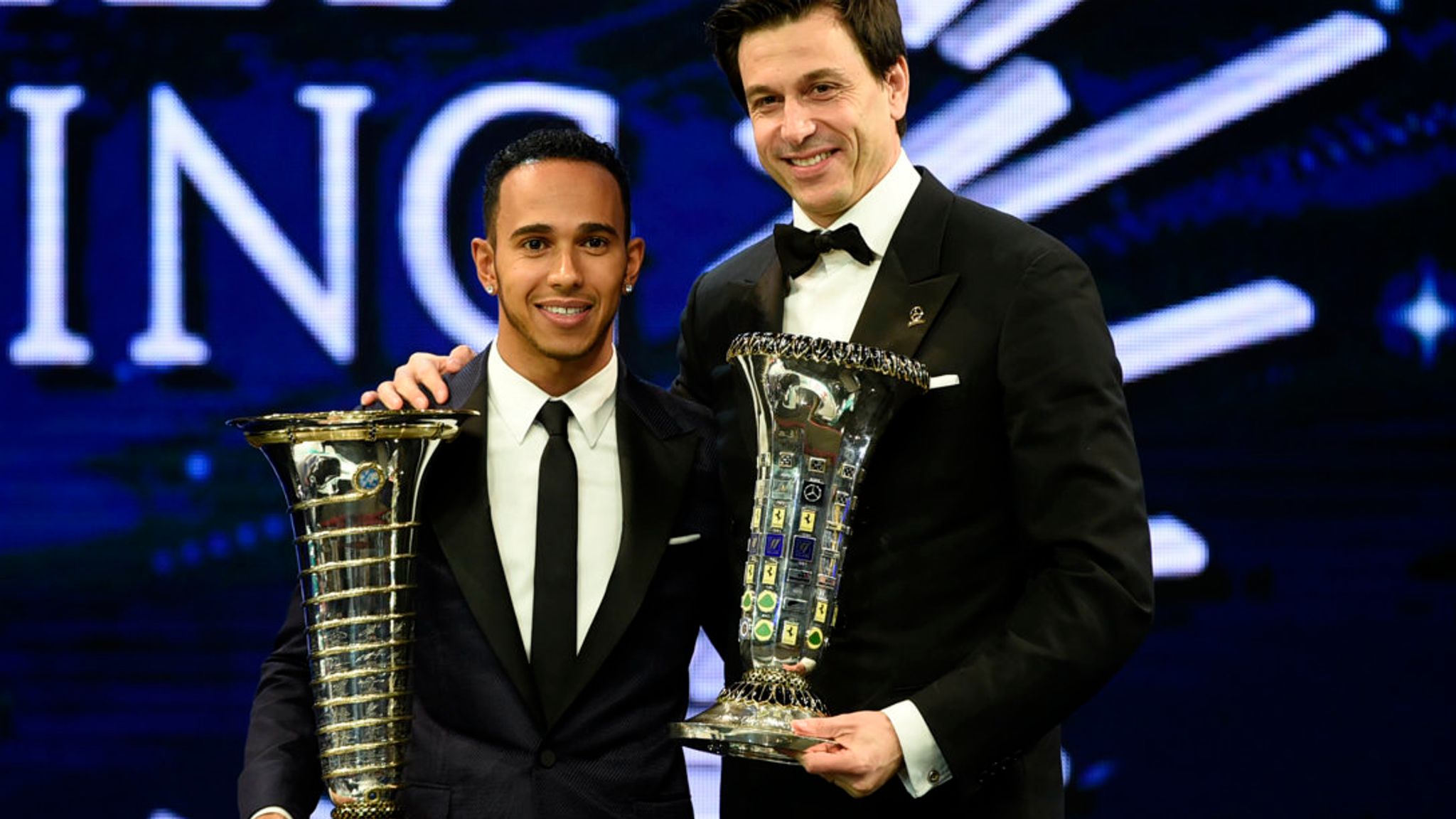Lewis Hamilton collects F1 World Championship trophy - AS USA