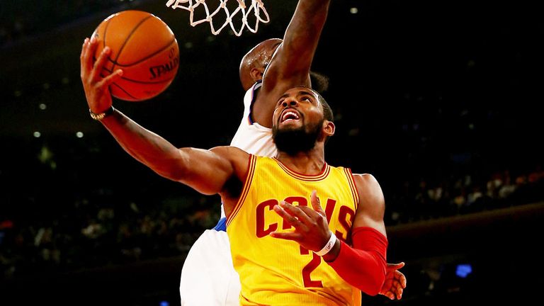 Kyrie Irving netting for the Cleveland Cavaliers against the New York Knicks