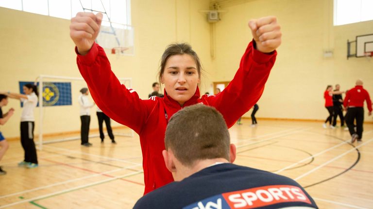 Taylor: Taking part in a skills session at a Dublin school