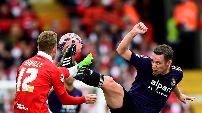 Kevin Nolan: Battles for the ball with George Saville