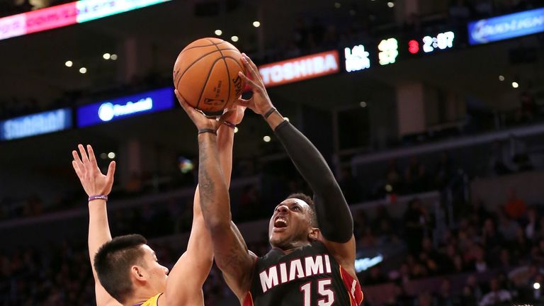 Mario Chalmers (r) in action for Miami Heat
