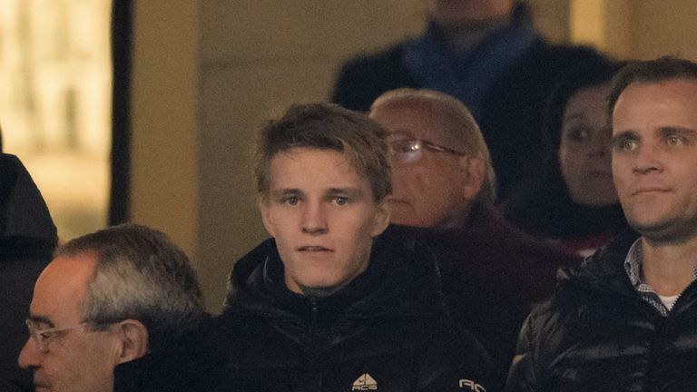 Martin Odegaard in the crowd for Atletico Madrid v Real Madrid in the Copa del Rey