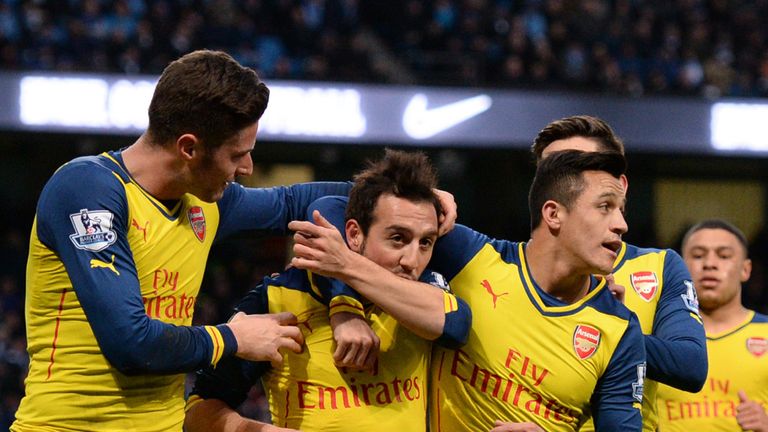 Santi Cazorla celebrates after scoring in Arsenal's win at the Etihad in 2015 - their last against a 'big six' side away from home