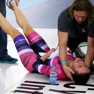 Dame Storey Storey collapsed in agony after her failed attempt at the hour record