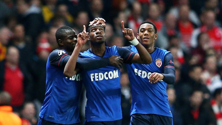 Geoffrey Kondogbia (centre): Celebrates scoring against Arsenal in February