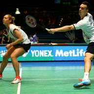 Gabby  and Chris Adcock: Defeated in quarter-final