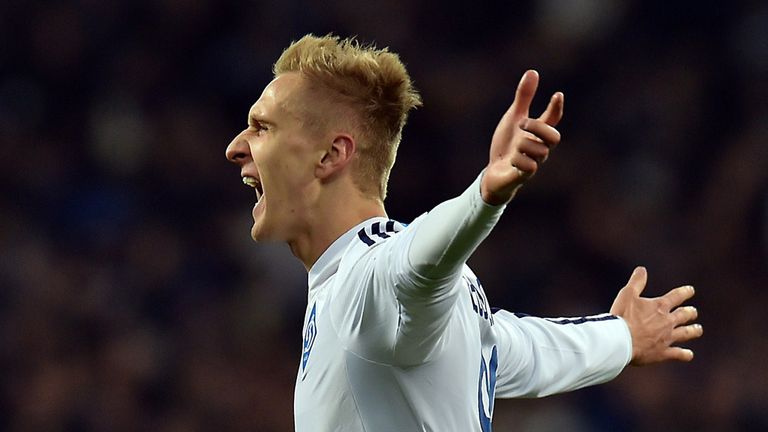 Lukasz Teodorczyk celebrates his strike in Kiev's win