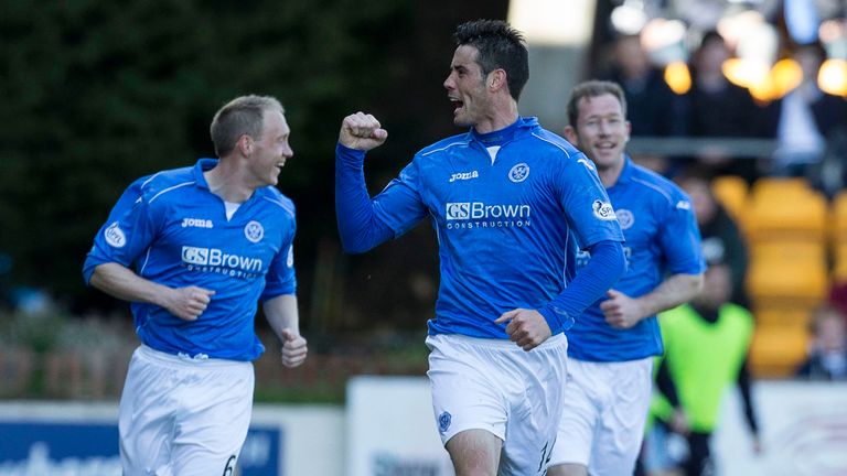 St Johnstone striker Brian Graham celebrates his opening goal against Dundee