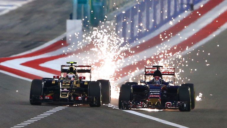 Pastor Maldonado and Max Verstappen battle in Bahrain