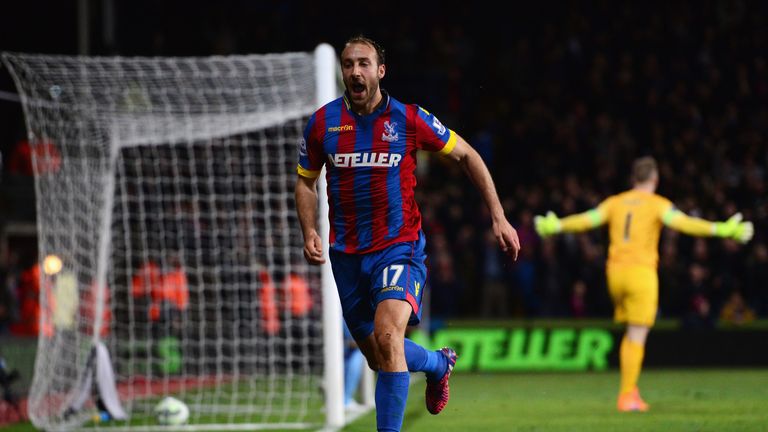 Glenn Murray of Crystal Palace celebrates scoring the opening goal