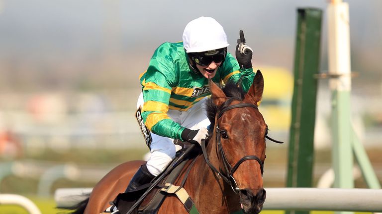 Nina Carberry celebrates after cruising home on On The Fringe