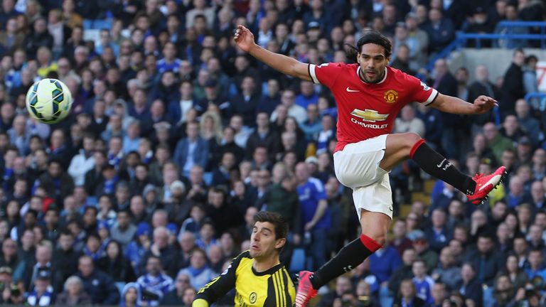 Falcao, competing with Chelsea's Thibaut Courtois, scored just four goals for United