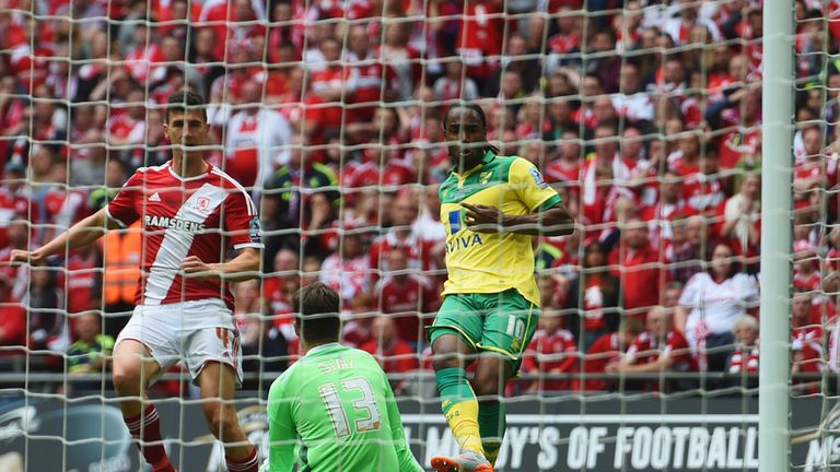 Cameron Jerome slots the ball past Boro 'keeper Dimitrios Konstantopoulos for the opener
