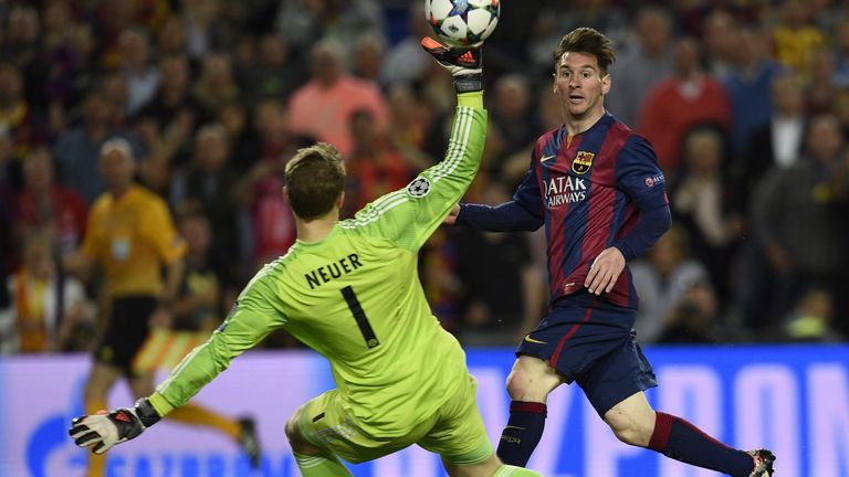 Barcelona's Lionel Messi scores the second goal