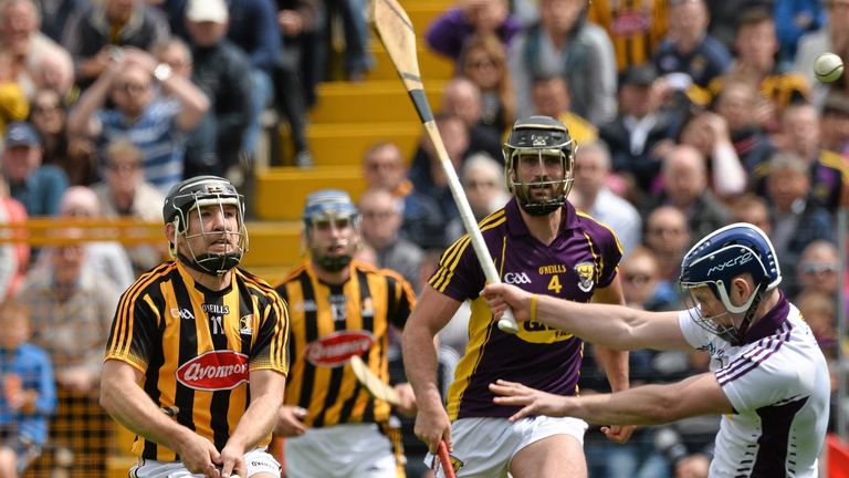 Richie Hogan brilliantly beats Wexford goalkeeper Mark Fanning to score Kilkenny's first goal