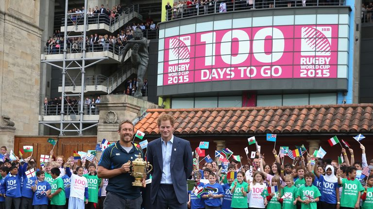 Prince Harry: Marking 100 days to go until the Rugby World Cup at Twickenham on Wednesday