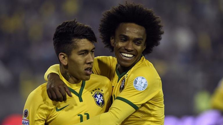 Chelsea's Willian got to celebrate with Liverpool new boy Roberto Firmino