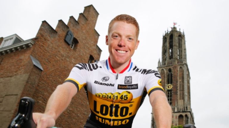 Steven Kruijswijk models LottoNL-Jumbo's new kit for the Tour de France