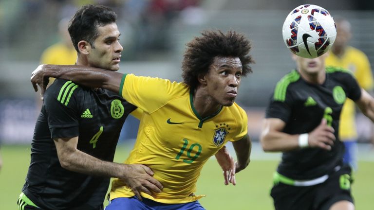 Willian in action in Brazil's recent friendly against Mexico