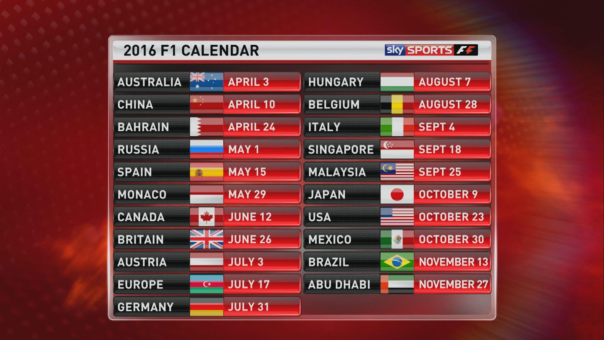 F1 Calendar 3324902 