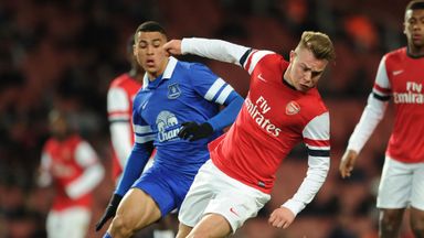 Image of Courtney Duffus battles with Arsenal's Jack Jebb during a 2014 FA Youth Cup tie