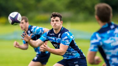 Matt Scott gets on the ball at Scotland training