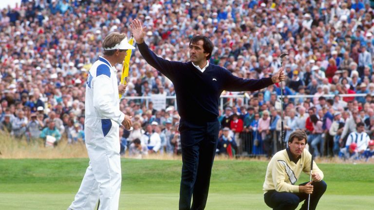 Seve gets a rueful look from the defending champion, who could not keep pace with his playing partners