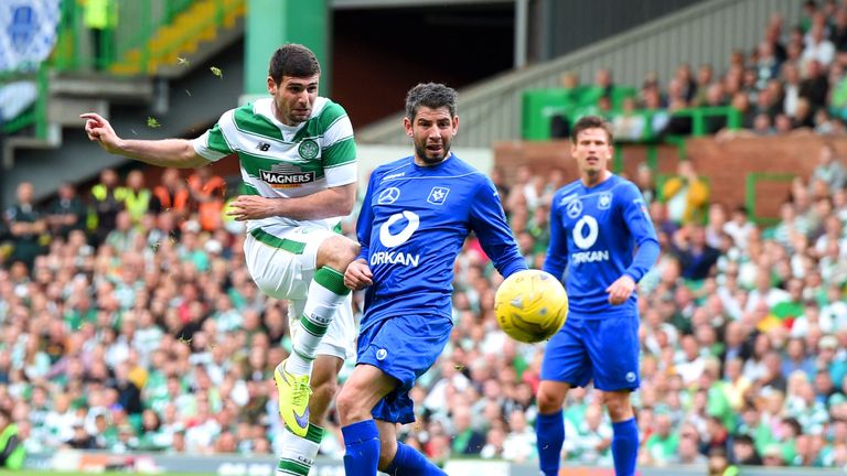 Nadir Ciftci takes a shot in the first half at Parkhead