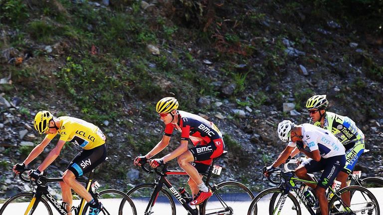 From left, Froome, Tejay van Garderen, Quintana and Alberto Contador on the climb to La Pierre-Saint-Martin
