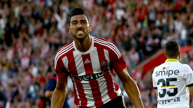 Graziano Pelle of Southampton celebrates after scoring to make it 1-0