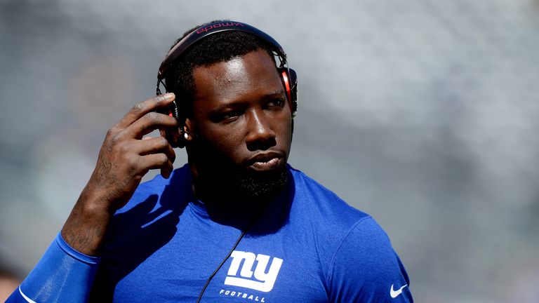 New York Giant Jason Pierre-Paul greets fans at Sports Authority in Paramus