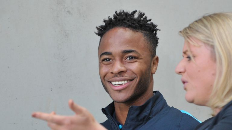 Raheem Sterling watched on from the stands