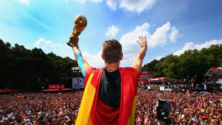 Schweinsteiger shows off the World Cup