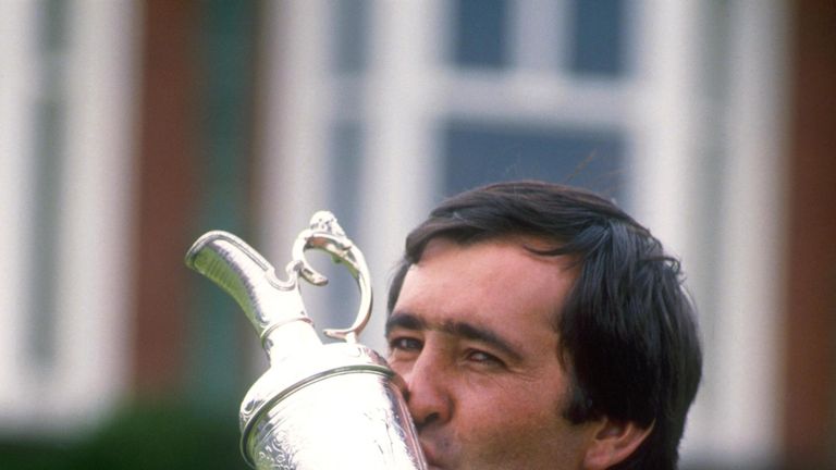 Sealed with a kiss: Seve's win proved to be his fifth and final major victory