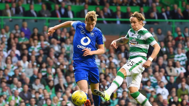 Stefan Johansen fires the ball home to double Celtic's lead
