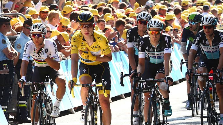 Martin had to be helped over the line by team-mates after a late crash on stage six of the Tour de France