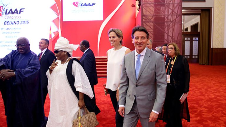 Diack and his wife Bintou with Coe and his wife Carole