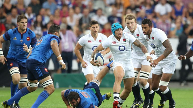 England's Jack Nowell breaks with the ball