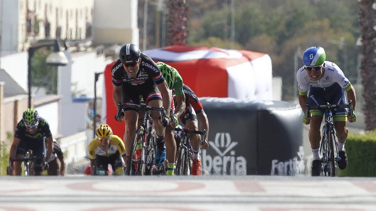 Ewan (right) claimed the first grand tour stage win of his career