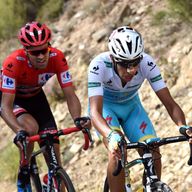 Tom Dumoulin (left) leads Fabio Aru (right) by just three seconds at the Vuelta a Espana