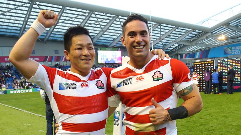 Japan's Kosei Ono (left) starts at fly-half with Karne Hesketh on the bench