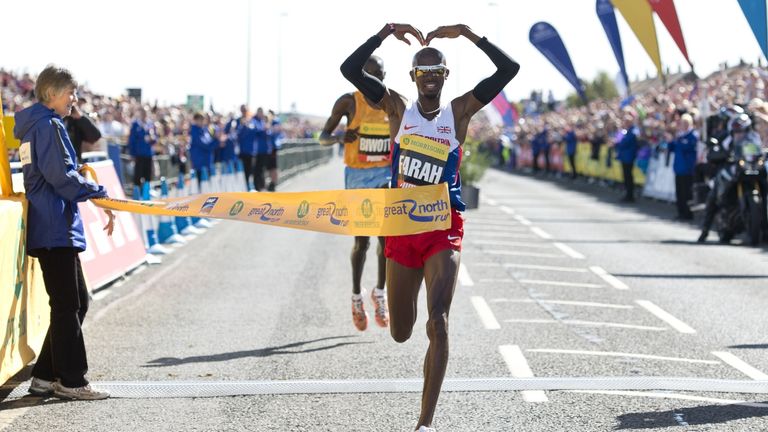 Mo Farah became only the second British man to win the Great North Run twice