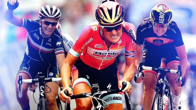 From left, Pauline Ferrand-Prevot, Lizzie Armitstead and Jolien D'hoore are among the favourites for victory in Richmond