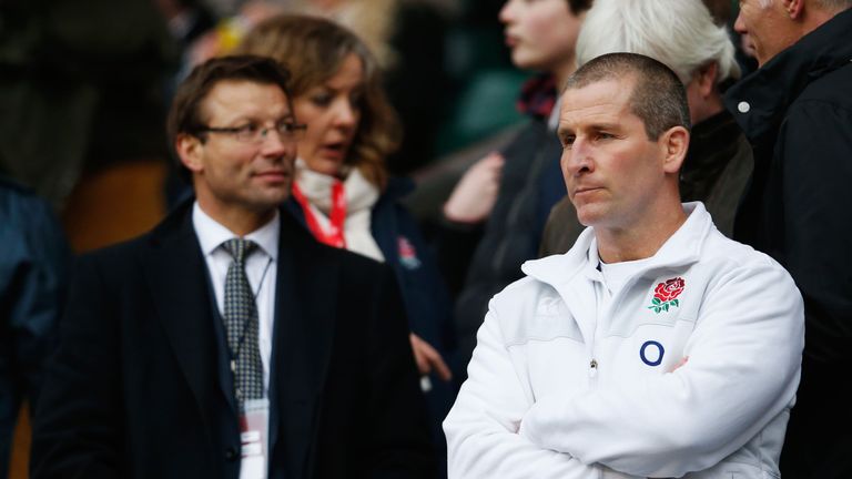 England head coach Stuart Lancaster (right) looks on with Professional Rugby Director Rob Andrew