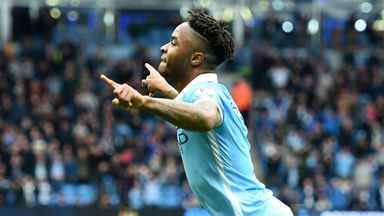 Raheem Sterling scored a first-half hat-trick for Manchester City
